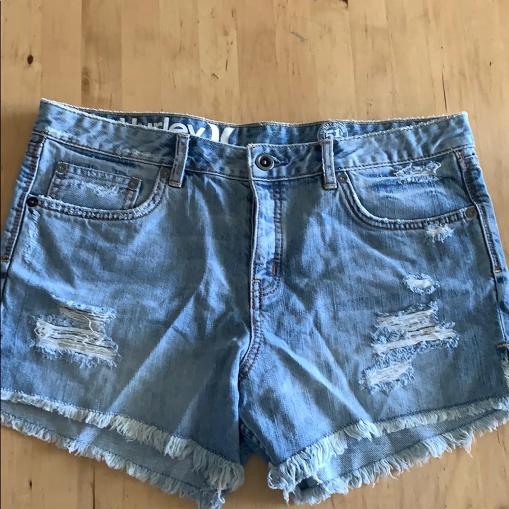 Hurley Light Blue Distressed Jean Shorts